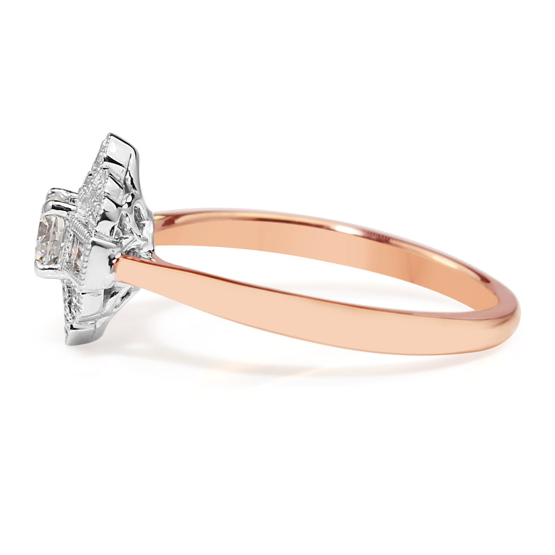 18ct Rose and White Gold Art Deco Style Ring