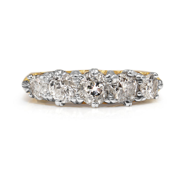 18ct Yellow and White Gold Antique 5 Stone Diamond Ring