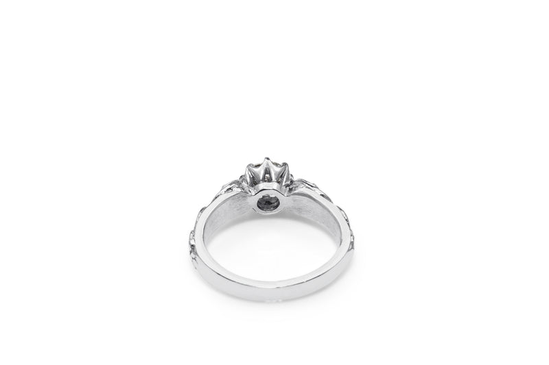 Platinum Engraved Diamond Solitare Ring