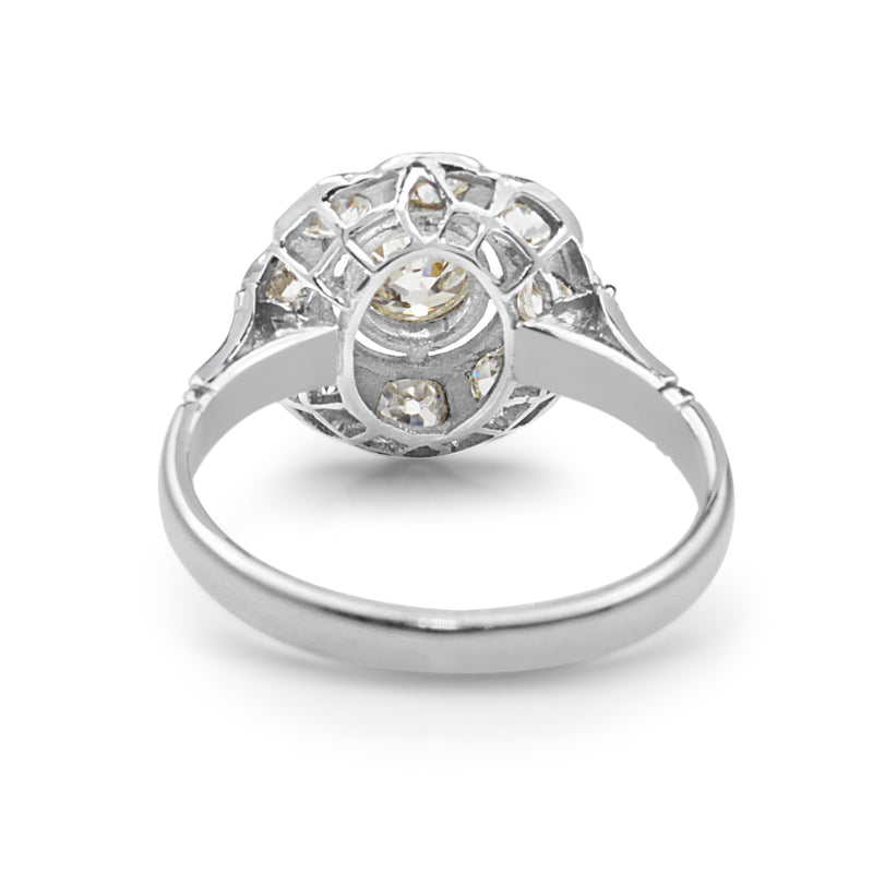 Platinum Edwardian Old Cut Diamond Daisy Ring