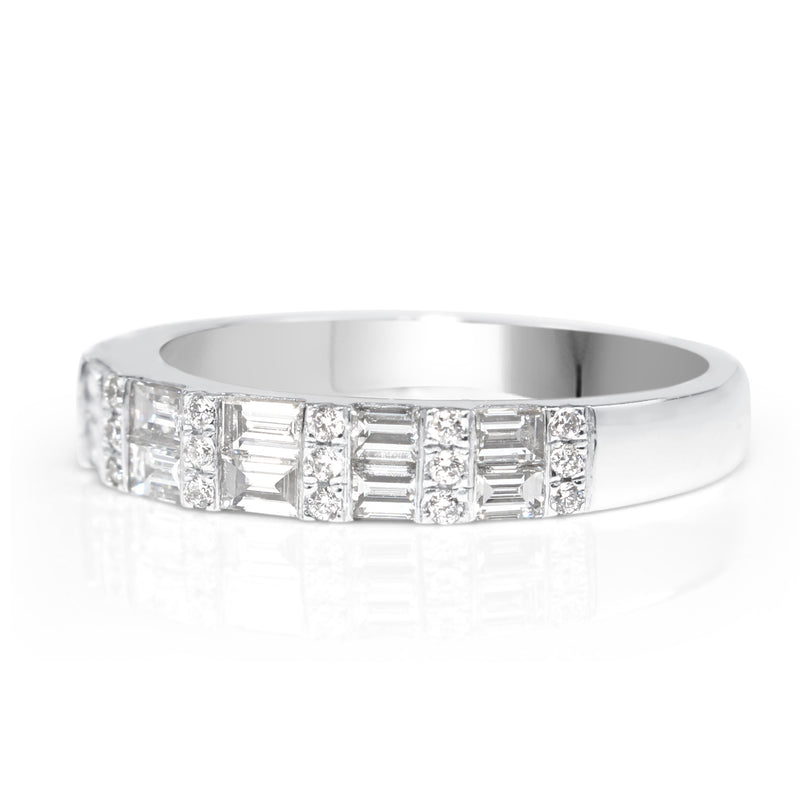 18ct White Gold Baguette Diamond Band