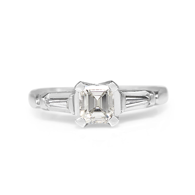 Platinum Asscher Cut Diamond Ring