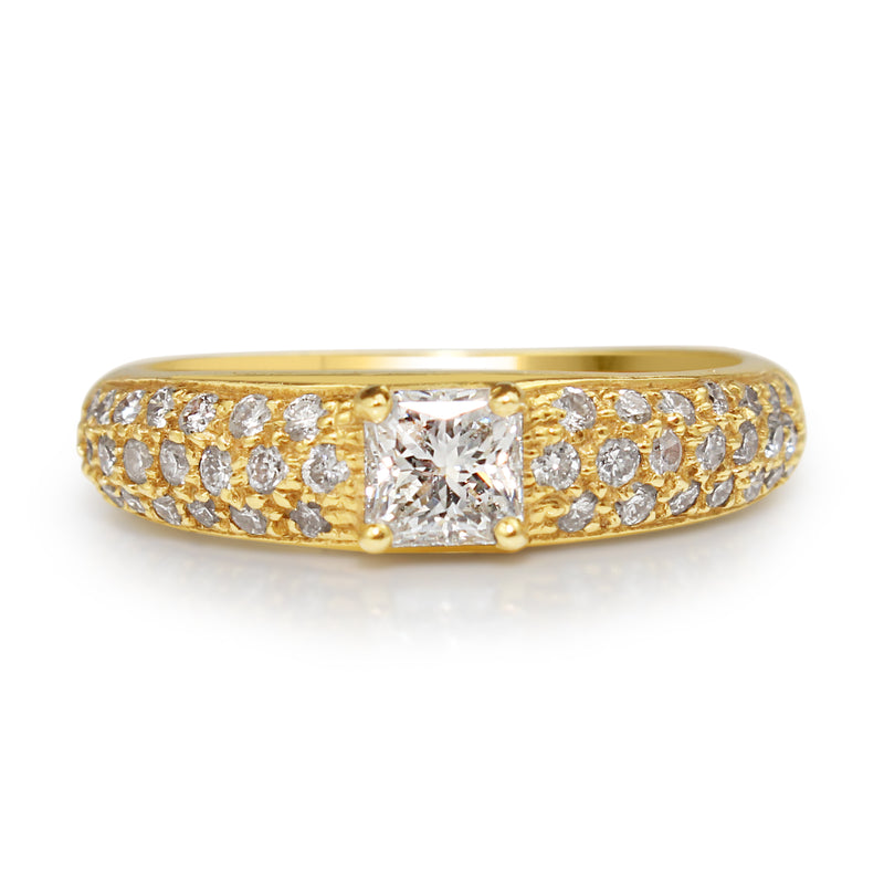 18ct Yellow Gold Princess Cut Diamond Band Ring