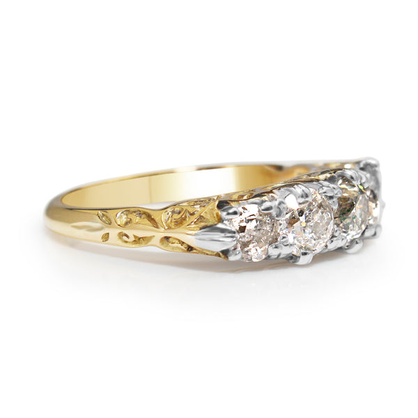 18ct Yellow and White Gold Antique 5 Stone Diamond Ring