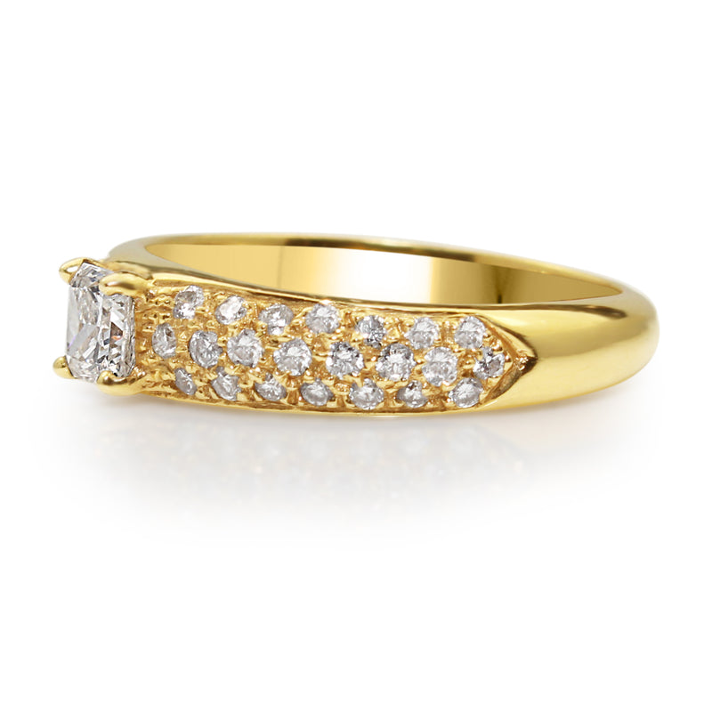 18ct Yellow Gold Princess Cut Diamond Band Ring