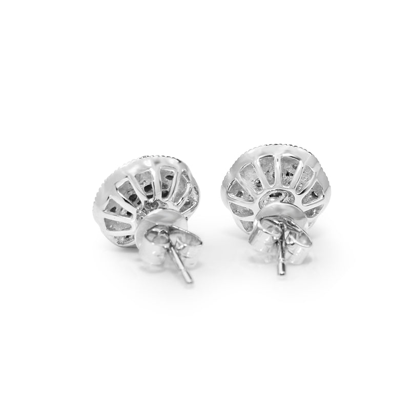 9ct White Gold Cluster Diamond Stud Earrings