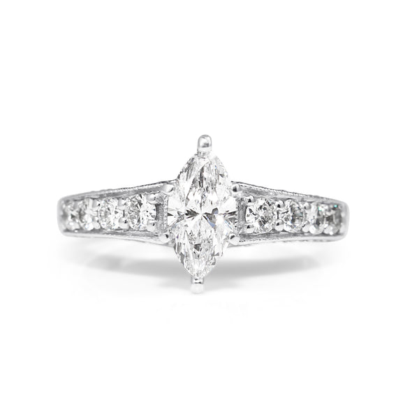 14ct White Gold Marquise Diamond Ring