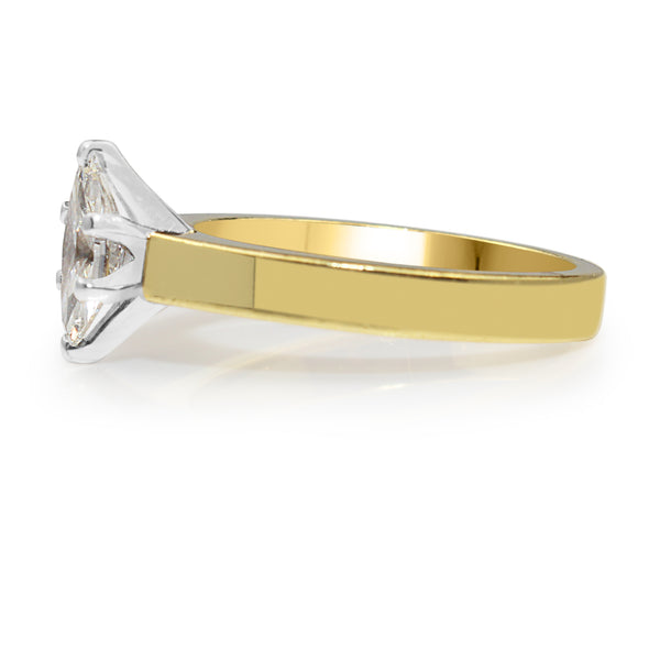 18ct Yellow Gold Marquise Diamond Solitaire Ring