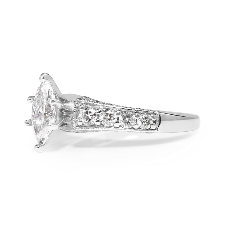 14ct White Gold Marquise Diamond Ring