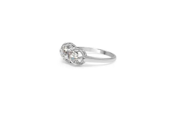 Platinum Vintage Old Cut Diamond 3 Stone