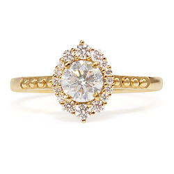 18ct Yellow Gold Vintage Style Diamond Halo Ring