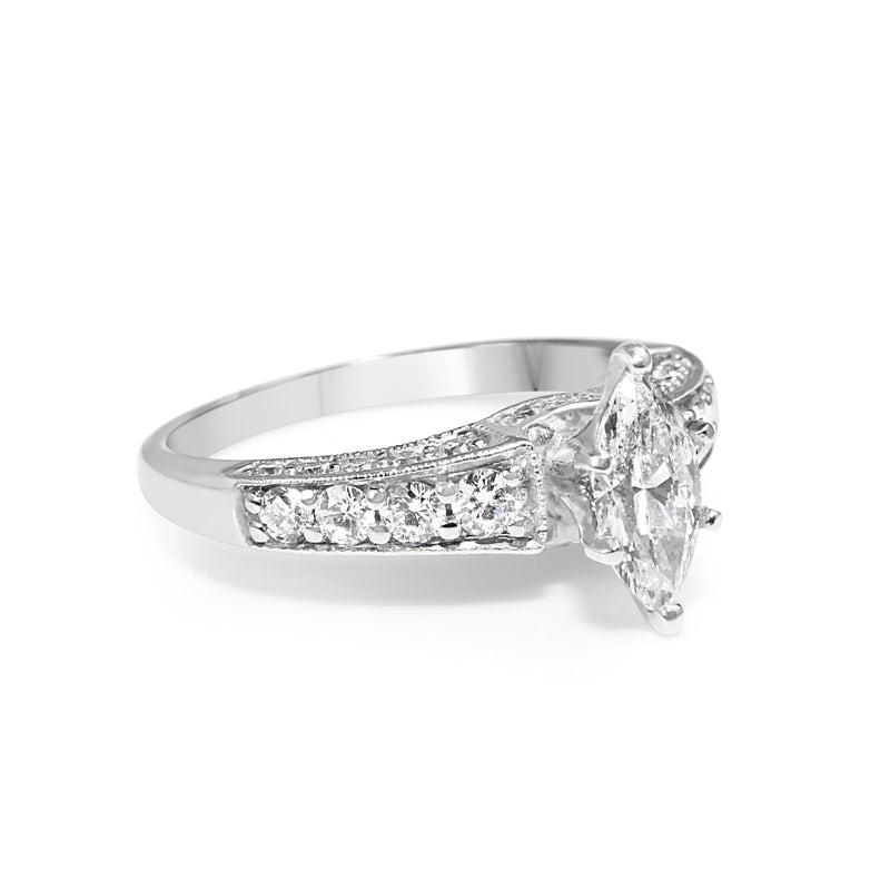 14ct White Gold Marquise Diamond Ring