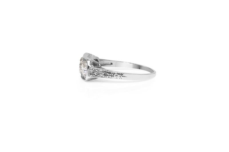 Platinum Art Deco Diamond 3 Stone Ring