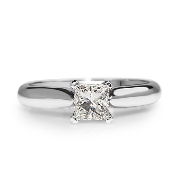 18ct White Gold Princess Cut Diamond Solitaire Ring