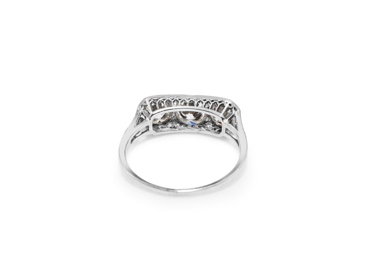 Platinum Art Deco Diamond 3 Stone Ring