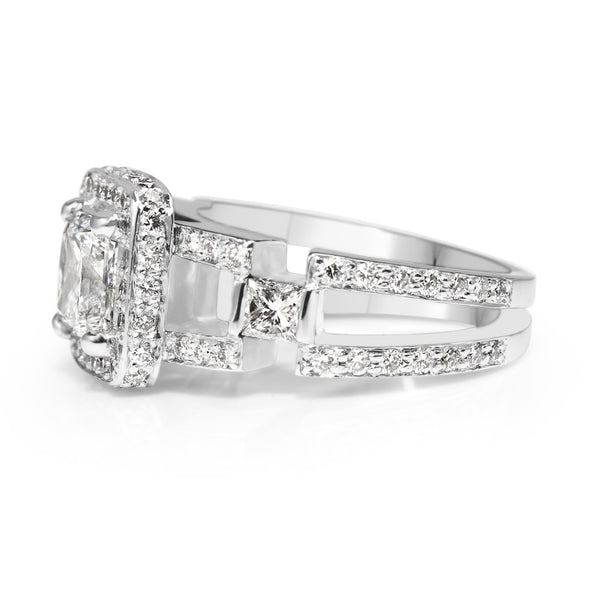 18ct White Gold Princess Halo Diamond Ring