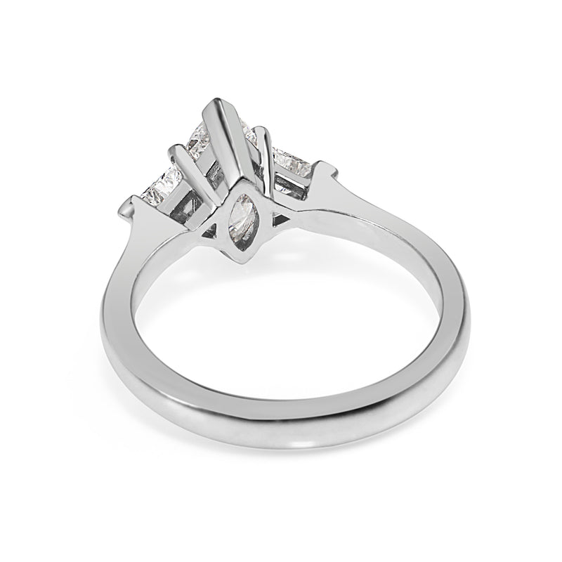 18ct White Gold Marquise and Trillion 3 Stone Diamond Ring