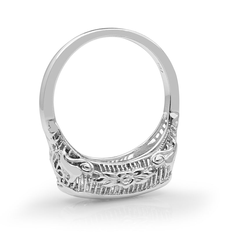 18ct White Gold Art Deco Filigree Diamond Ring