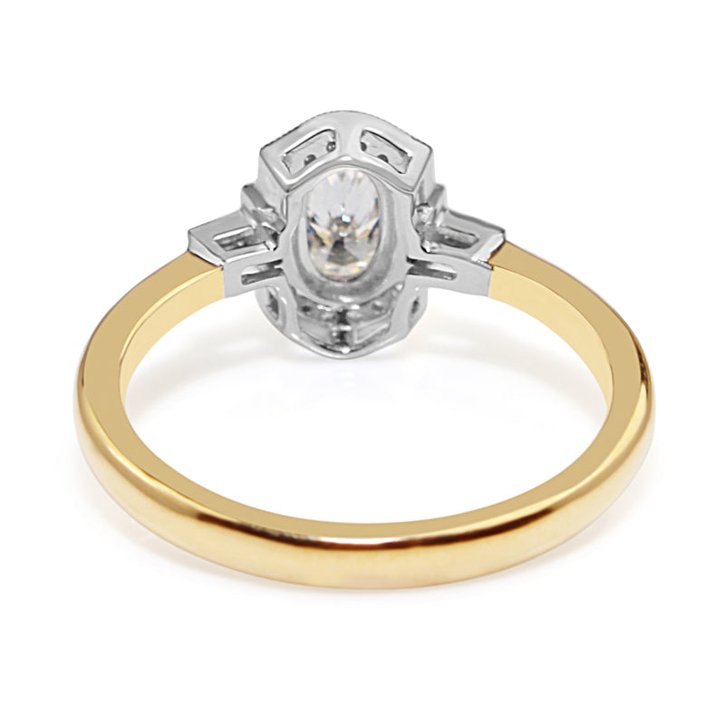 18ct Yellow and White Gold Deco Style Halo Ring