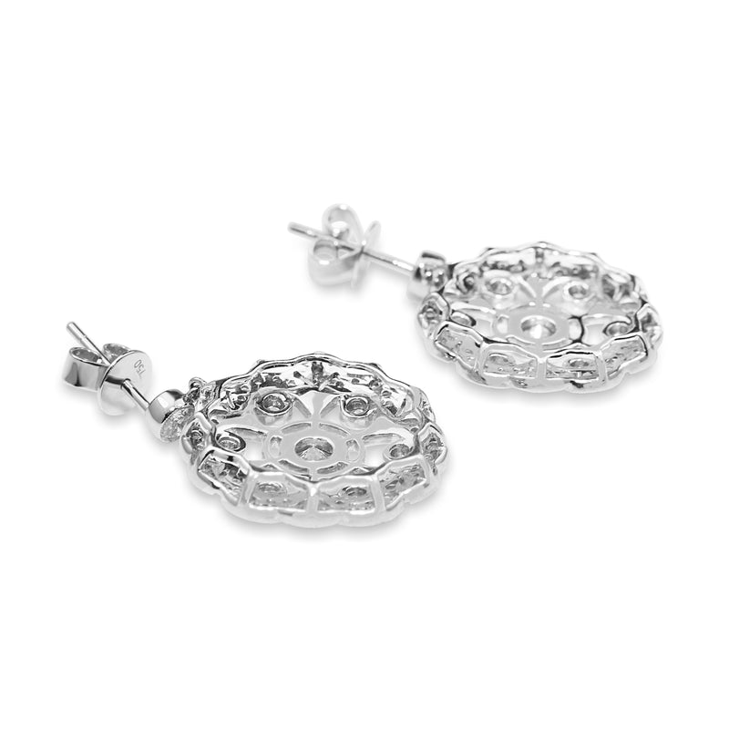 18ct White Gold Edwardian Style Diamond Drop Earrings