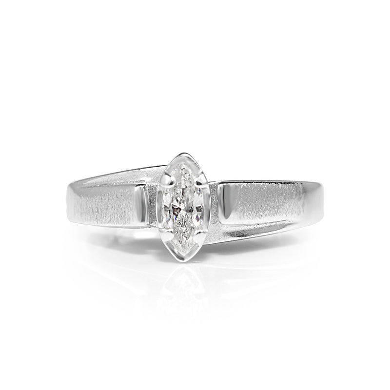 14ct White Gold Marquise Diamond Solitaire Ring