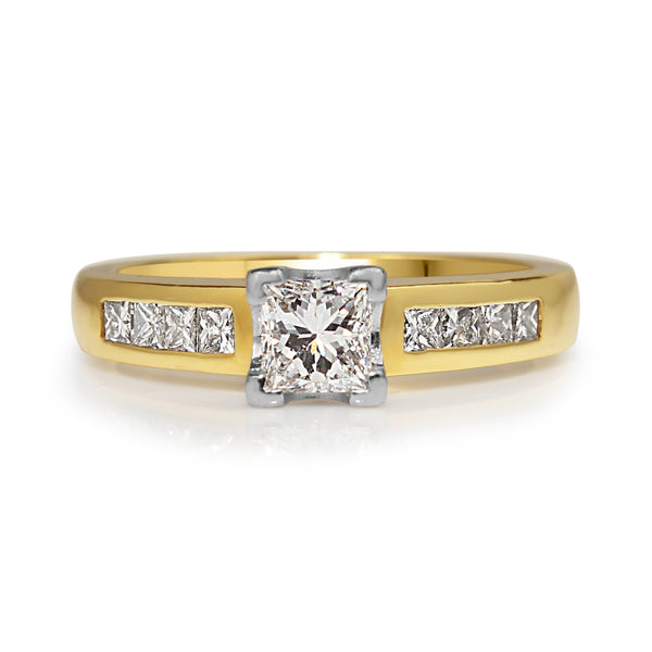 18ct Yellow and White Gold Princess Cut Diamond Ring