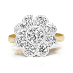 18ct Yellow and White Gold Daisy Diamond Ring
