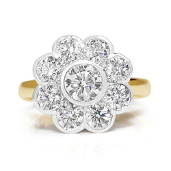 18ct Yellow and White Gold Daisy Diamond Ring