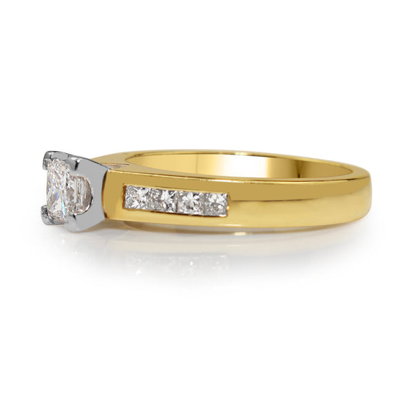 18ct Yellow and White Gold Princess Cut Diamond Ring