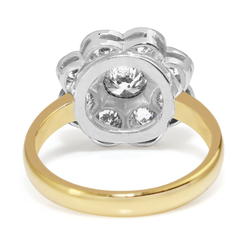 18ct Yellow and White Gold Daisy Diamond Ring