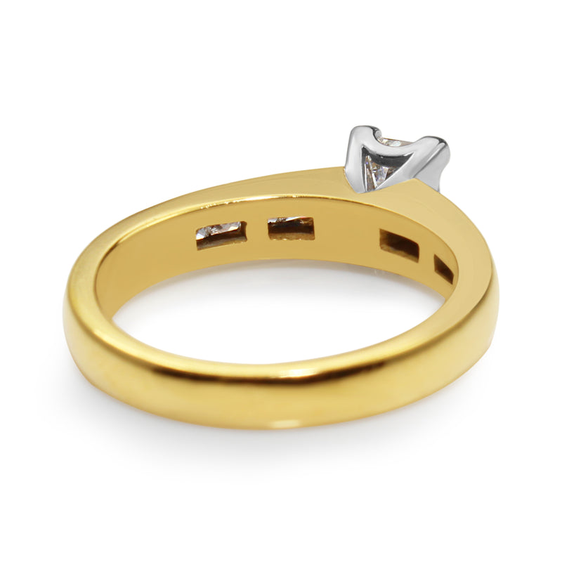18ct Yellow and White Gold Princess Cut Diamond Ring