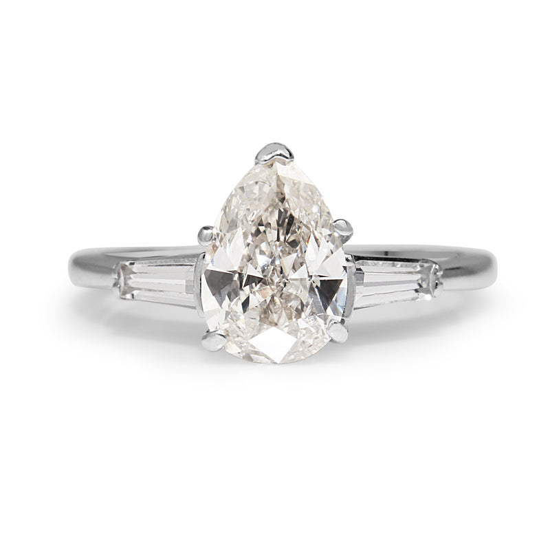 14ct White Gold Pear Diamond Solitaire Ring