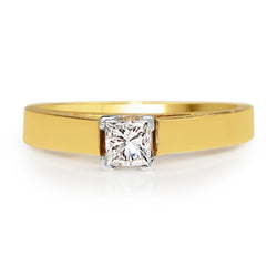 18ct Yellow and White Gold Princess Cut Diamond Ring