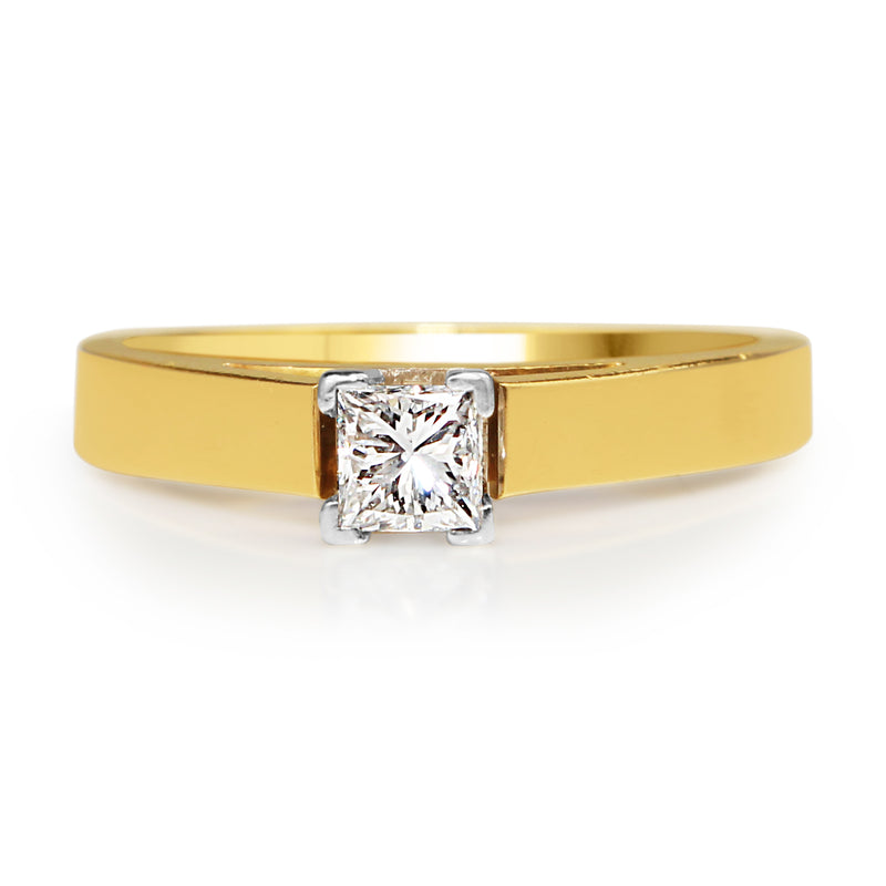 18ct Yellow and White Gold Princess Cut Diamond Ring