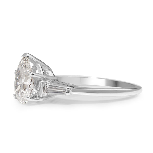 14ct White Gold Pear Diamond Solitaire Ring