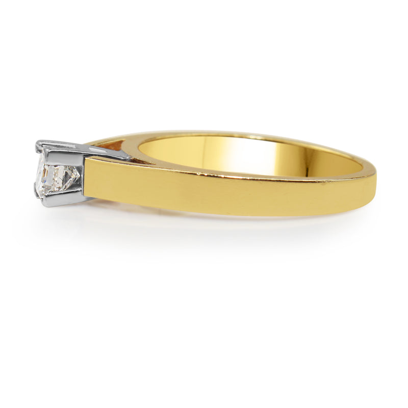 18ct Yellow and White Gold Princess Cut Diamond Ring