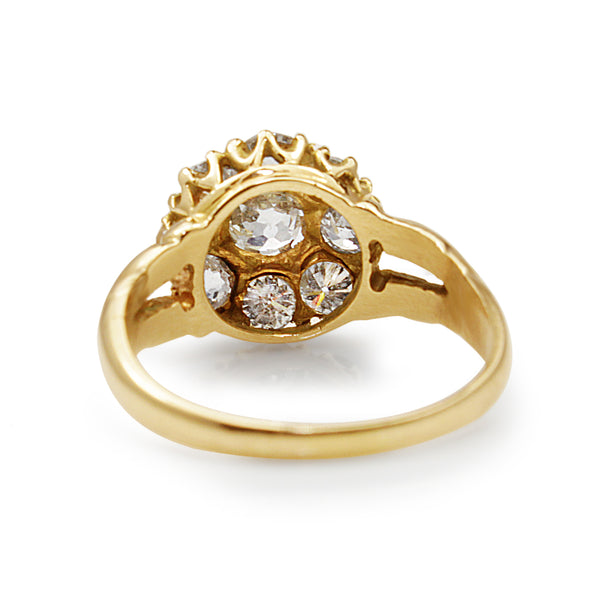 18ct Yellow Gold Antique Old Cut Daisy Ring
