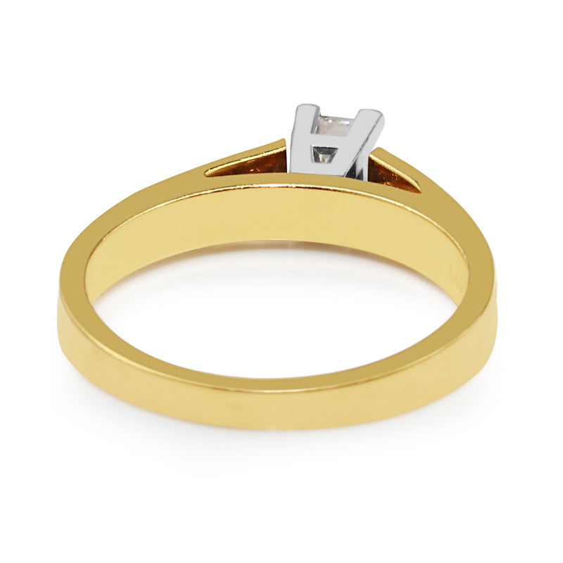 18ct Yellow and White Gold Princess Cut Diamond Ring