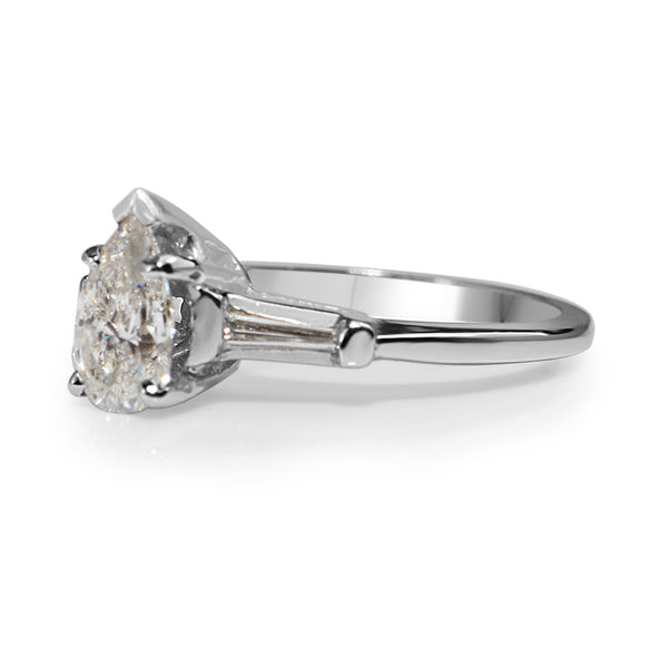 14ct White Gold Pear Solitaire Diamond Ring