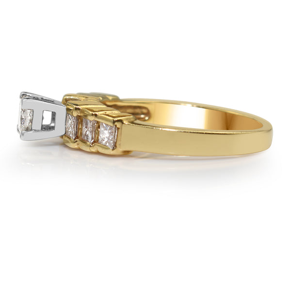 14ct Yellow and White Gold Princess Cut Diamond Ring