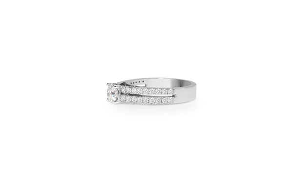 18ct White Gold Double Row Diamond Solitaire Ring
