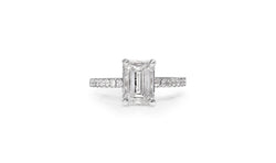 18ct White Gold Emerald Cut Diamond Solitaire Ring