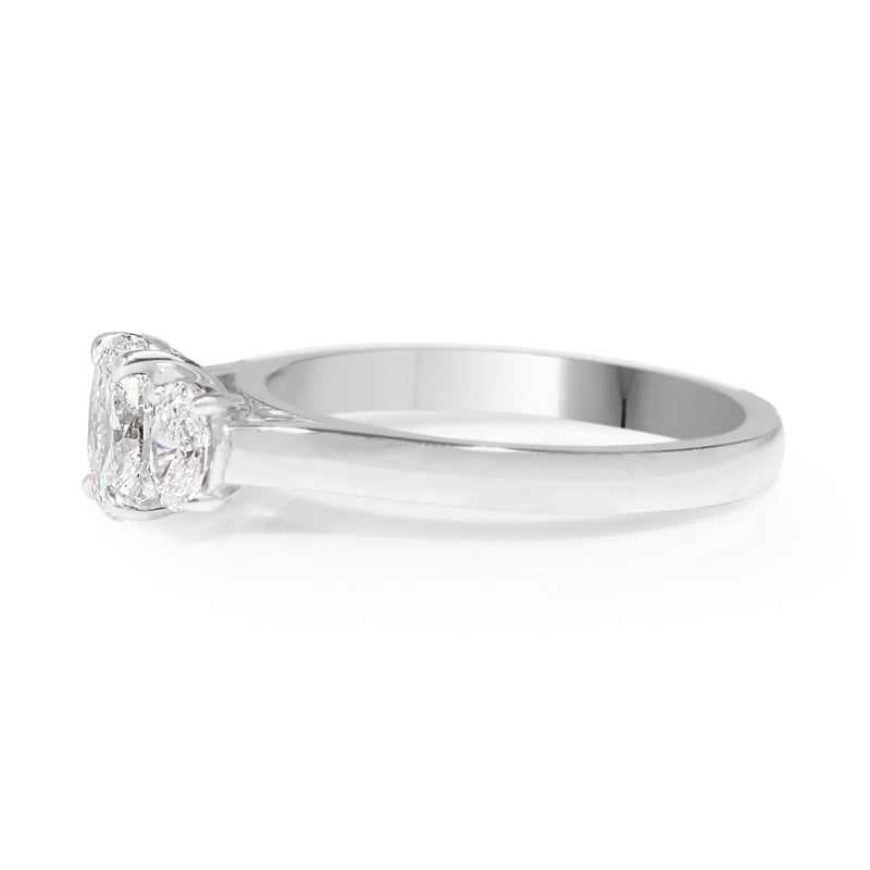 18ct White Gold Oval 3 Stone Diamond Ring