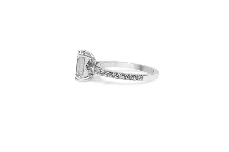 18ct White Gold Emerald Cut Diamond Solitaire Ring