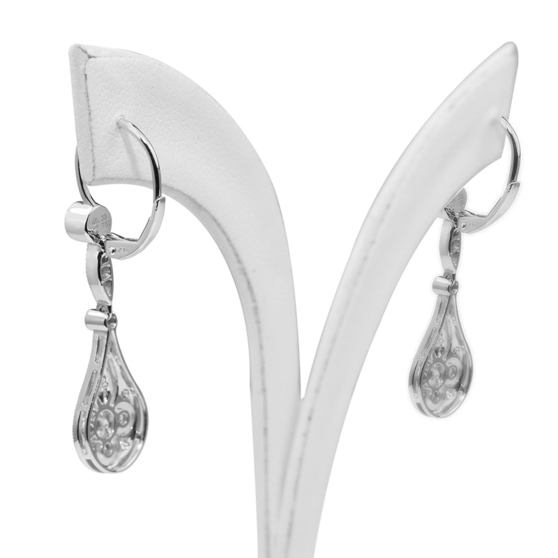 18ct White Gold Art Deco Style Diamond Drop Earrings