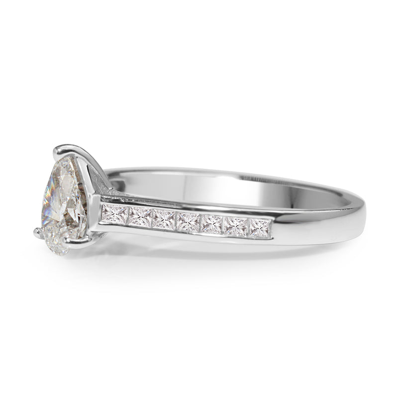 18ct White Gold Pear and Princess Cut Diamond Ring
