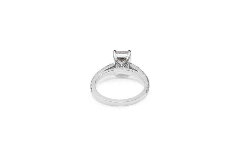 18ct White Gold Emerald Cut Diamond Solitaire Ring