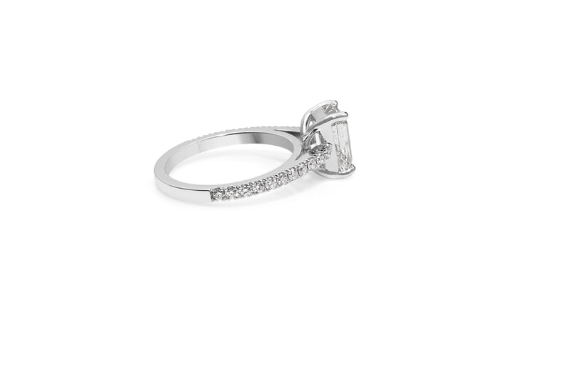 18ct White Gold Emerald Cut Diamond Solitaire Ring