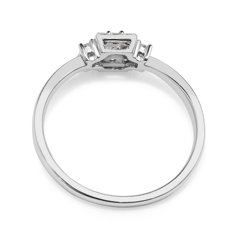 18ct White Gold Fine Baguette Halo Diamond Ring