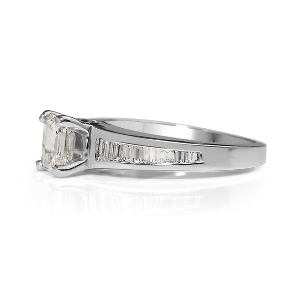 Platinum Emerald Cut Diamond Ring